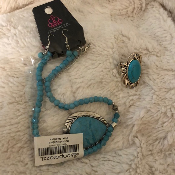 paparazzi Jewelry - Paparazzi Faux Turquoise Necklace/Earrings/Ring Set